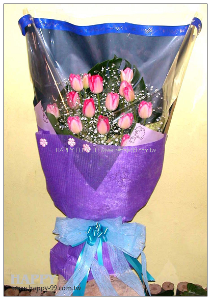 粉色鬱金香花束